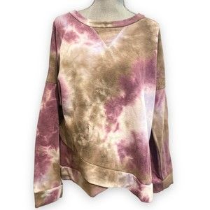 Sew In Love Women Top Size 2X Long Sleeve V-neck Tie-die Purple Green Grey Warm